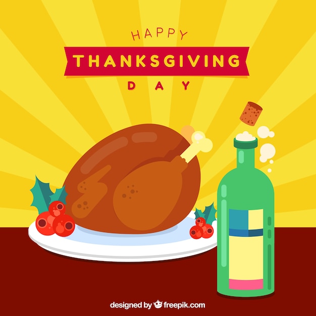 Thanksgiving dinner background in flat design