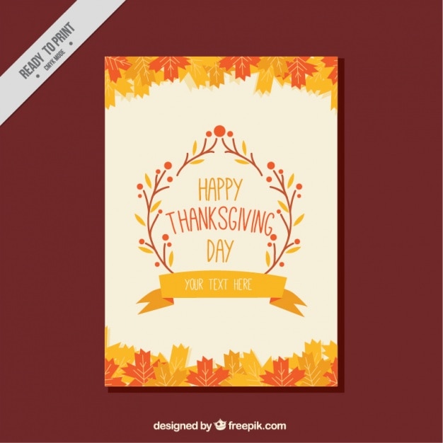 Free vector thanksgiving greeting with dry leaves