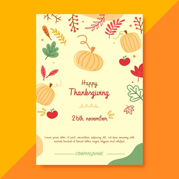 Thanksgiving poster template with pumpkins and leaves