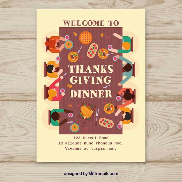 Thanksgiving poster with people at table