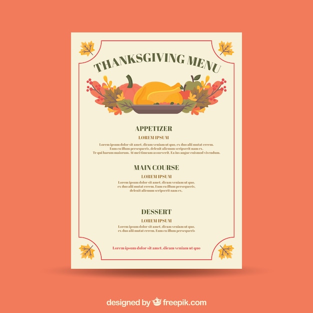 Free Vector thanksgiving retro menu