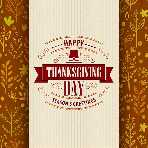 Free vector thanksgiving typography greeting card on seamless pattern. vector illustration eps 10