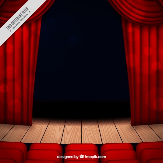 Free vector theater stage background with curtains and seats