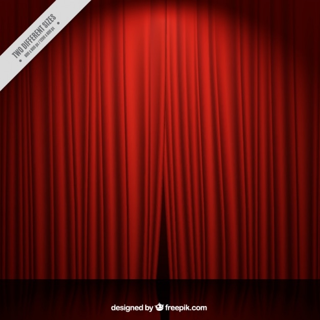 Free vector theater stage background with red curtains