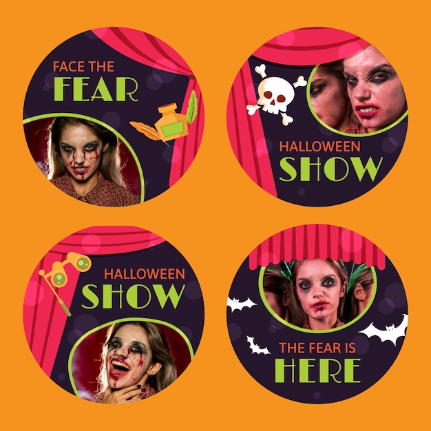 Free Vector theatre show labels collection