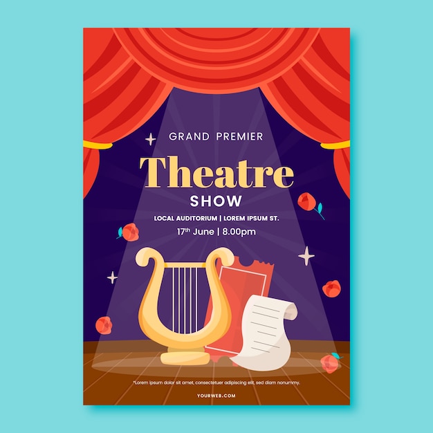 Free Vector theatre show vertical poster template