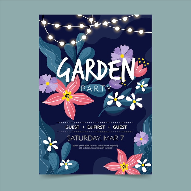 Free Vector thematic spring party flyer template