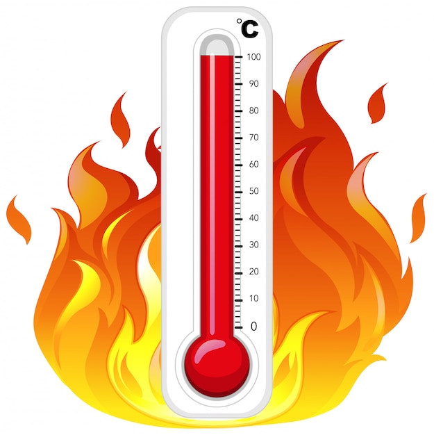 Free Vector thermometer on fire on white background