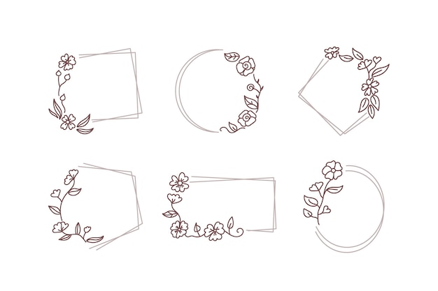 Free vector thin frame border with flowers collection