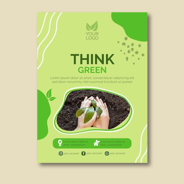 Free Vector think green concept poster design