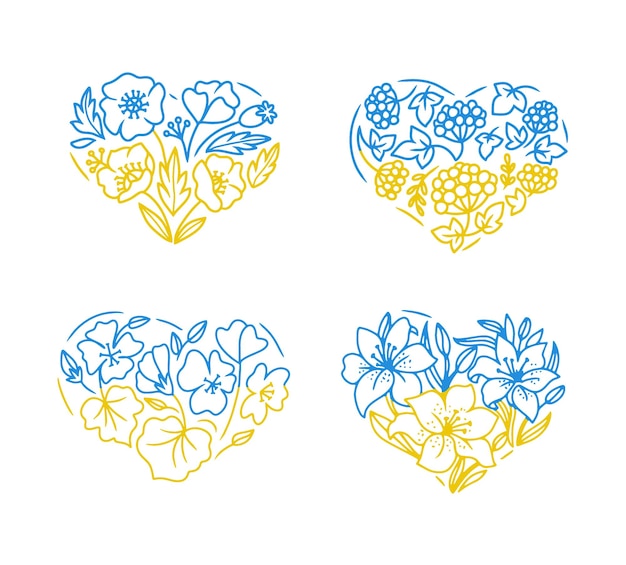 This is vector periwinkle viburnum lily viburnum The set of flowers illustrated in the form of a heart