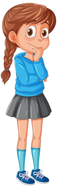 Free Vector thoughtful girl in casual outfit