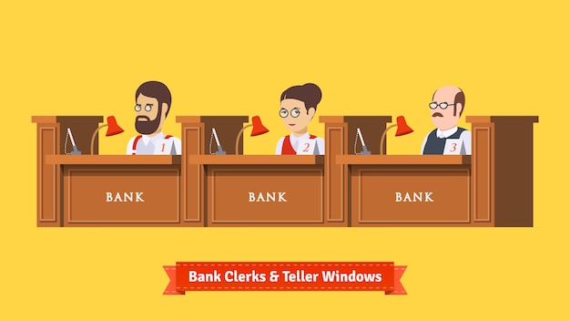 Free Vector three bank clerks at work