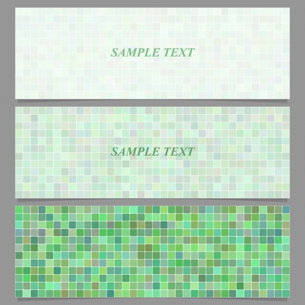 Free Vector three banners with green pixels