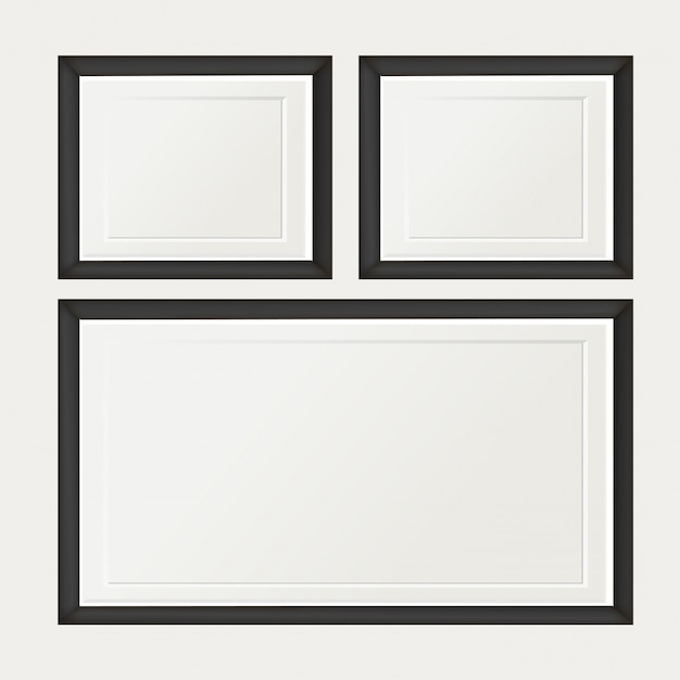 Free Vector three black realistic frames