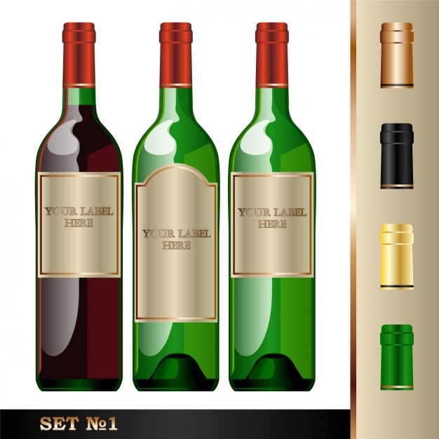 Free Vector three bottles for wine