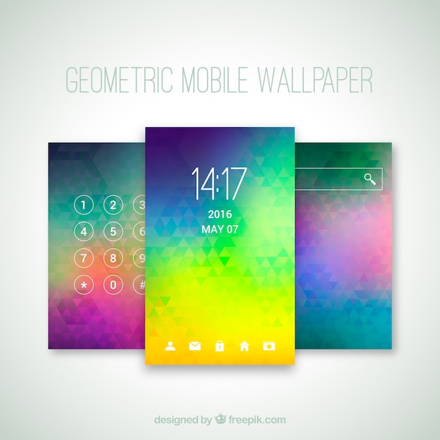 Free Vector three colorful mobile wallpapers