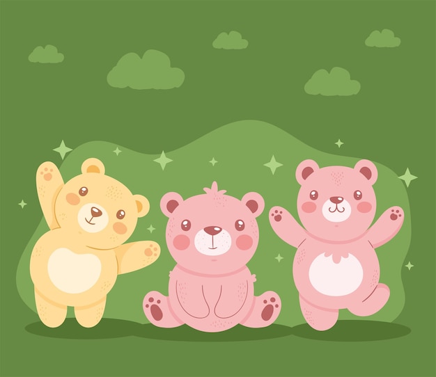 Free Vector three cute bears