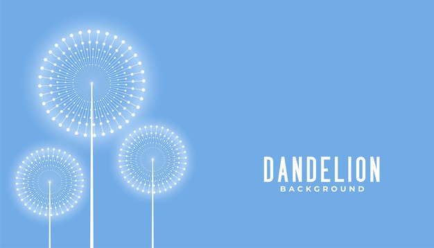 Free Vector three dandelion flower design in blue color background