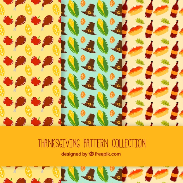 Free vector three different thanksgiving patterns