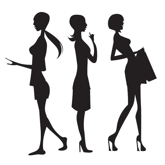 Three fashion girls silhouettes