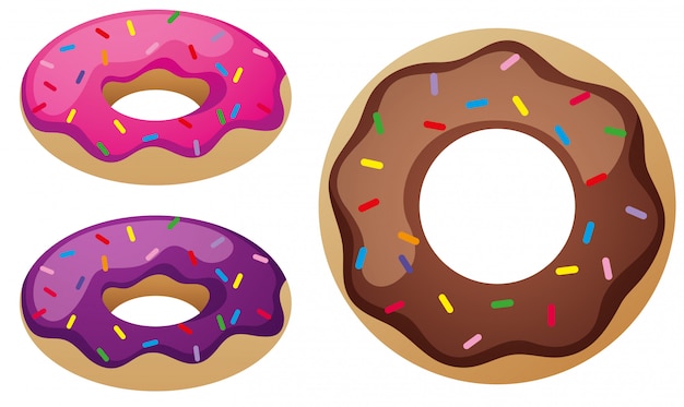 Free Vector three flavors of donuts