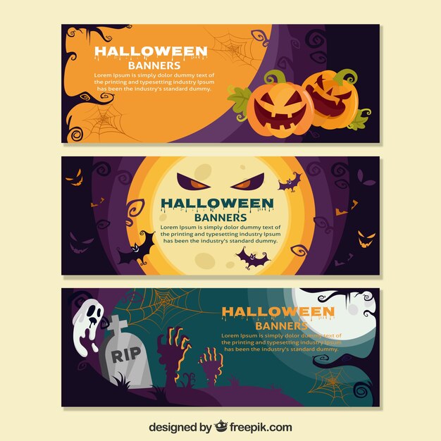 Three halloween banners