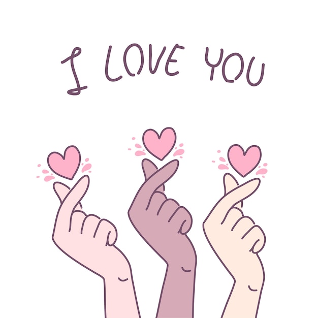 Free Vector three hands who made a mini heart sign