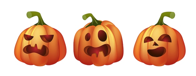 Three jack-o-lanterns illustration