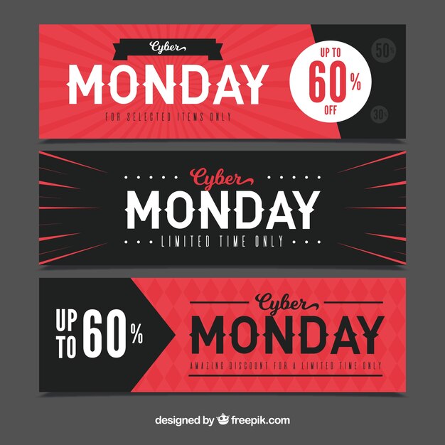 Three modern cyber monday banners