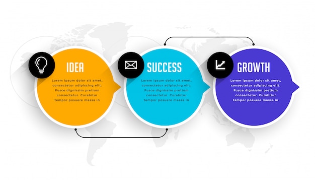 Three options steps infographic modern template 