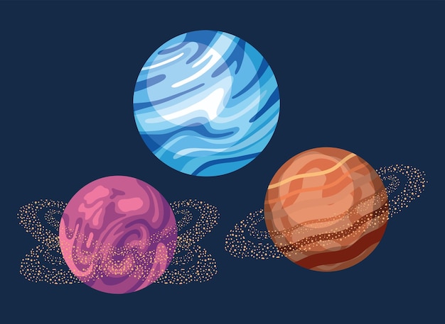 Free Vector three space universe set icons