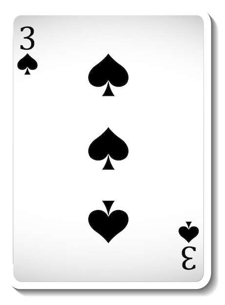 Three of Spades Playing Card Isolated