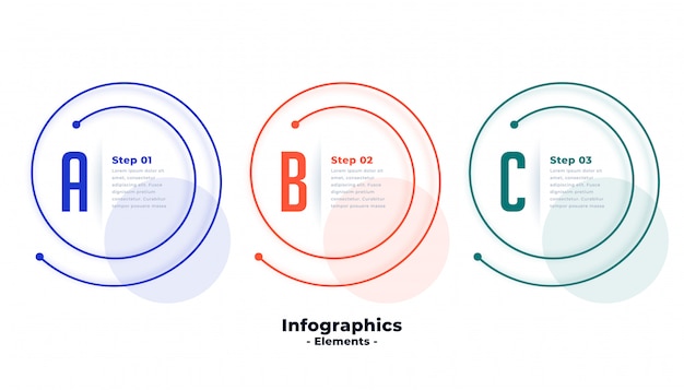 Three steps infographic template in spiral line shape design