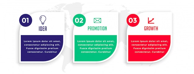 Three steps modern business presentation infographic template