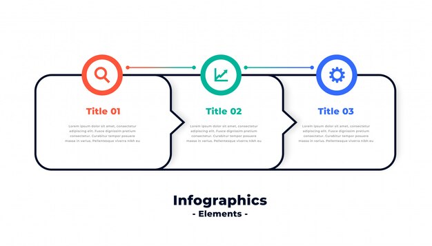 Three steps modern directional infographic template design