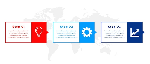 Three steps modern infographic template design