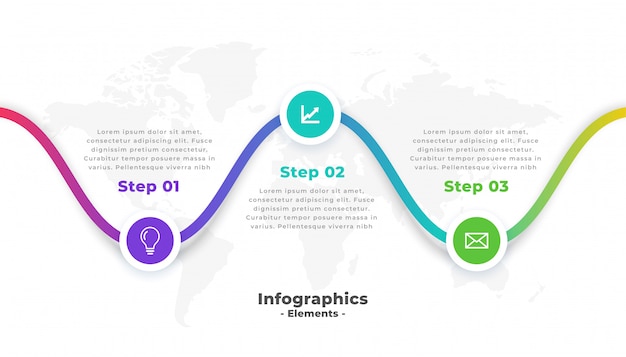 Three steps modern professional infographic template