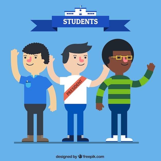 Free Vector three students pack