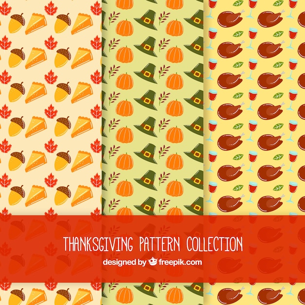 Free vector three thanksgiving patterns