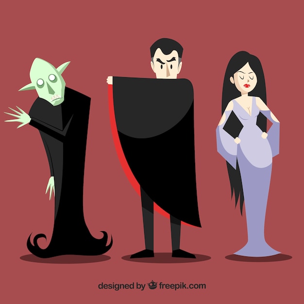 Free Vector three vampire characters