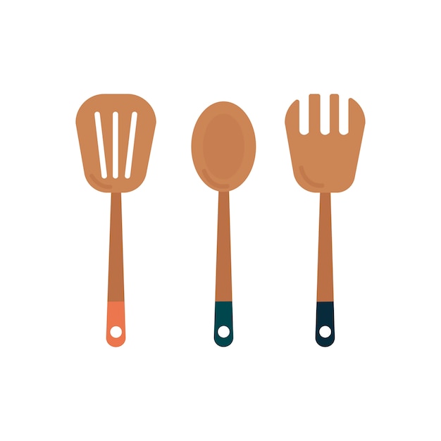 Three wooden cooking utensils graphic