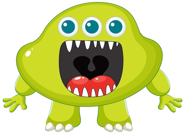 Free vector threeeyed monster cartoon character a vector illustration