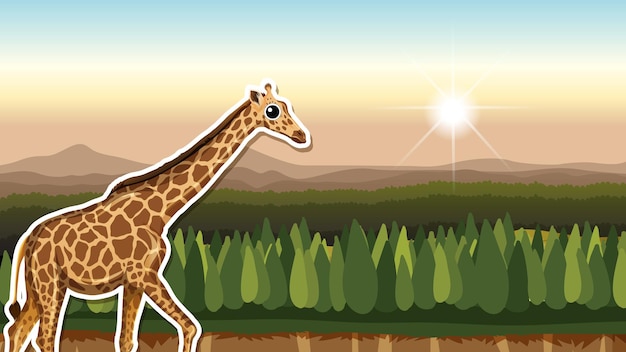 Free Vector thumbnail design with giraffe on forest background