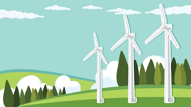 Free Vector thumbnail design with wind turbine scene