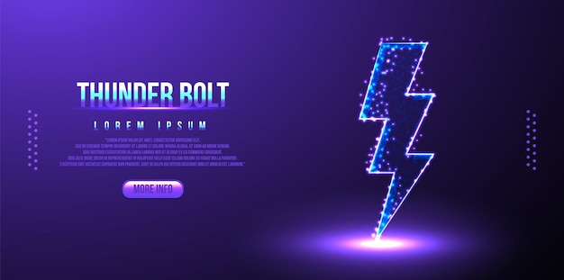 Thunder, bolt, thunderstorm low poly wireframe, polygonal design