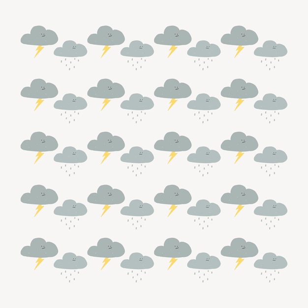 Free Vector thunder illustration brush vector doodle seamless pattern brush set