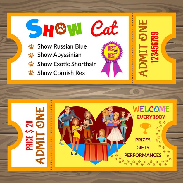 Ticket invitation on show cats.