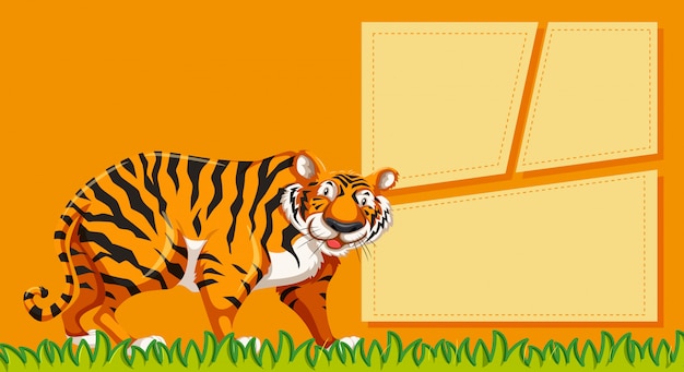 Tiger on blank notes with copyspace