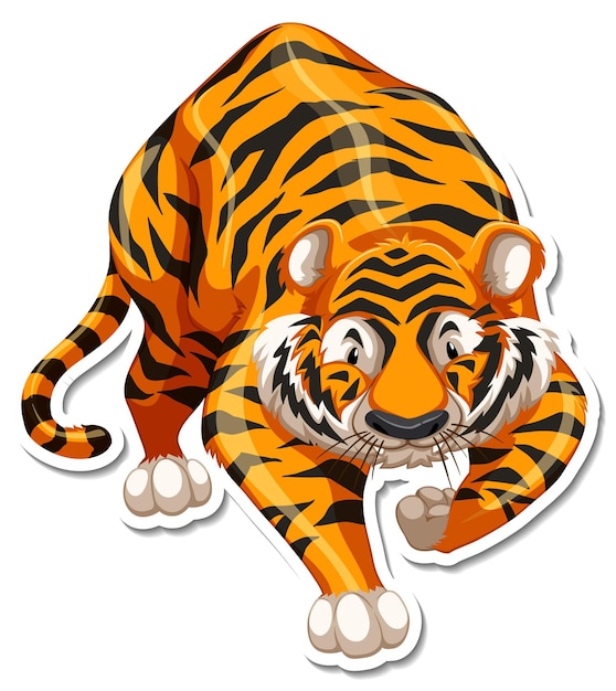 Tiger cartoon character on white background